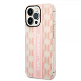 Karl Lagerfeld iPhone 14 Pro Max Cover Monogram Vertical Stripe Pink