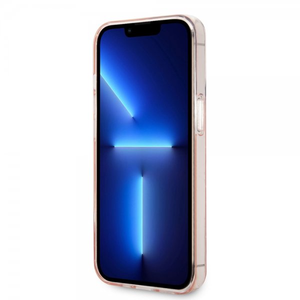 Karl Lagerfeld iPhone 14 Pro Max Cover Monogram Vertical Stripe Pink