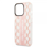 Karl Lagerfeld iPhone 14 Pro Max Cover Monogram Vertical Stripe Pink