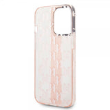 Karl Lagerfeld iPhone 14 Pro Max Cover Monogram Vertical Stripe Pink