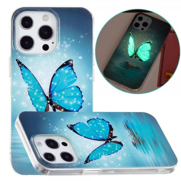 iPhone 14 Pro Max Cover Motiv Blå Sommerfugl