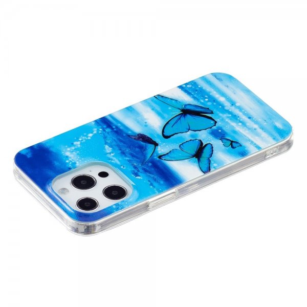 iPhone 14 Pro Max Cover Motiv Blå Sommerfugle