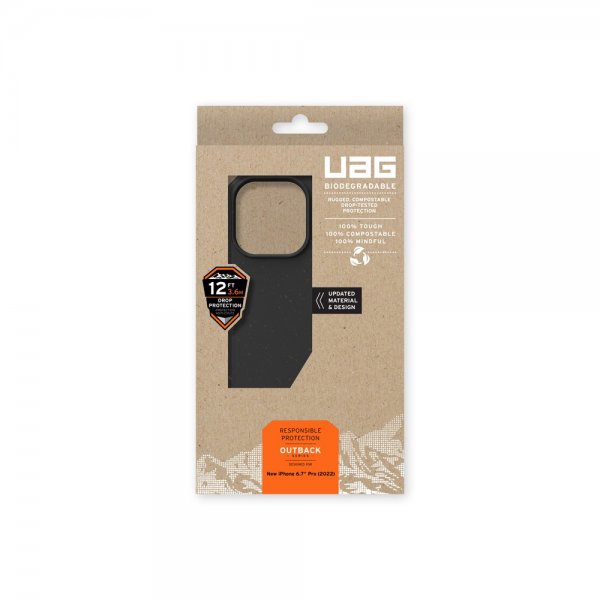 Urban Armor Gear (UAG) iPhone 14 Pro Max Cover Outback Biologisk Nedbrydeligt Cover Sort