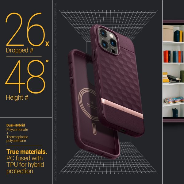 Caseology iPhone 14 Pro Max Cover Parallax Mag Burgundy Bean