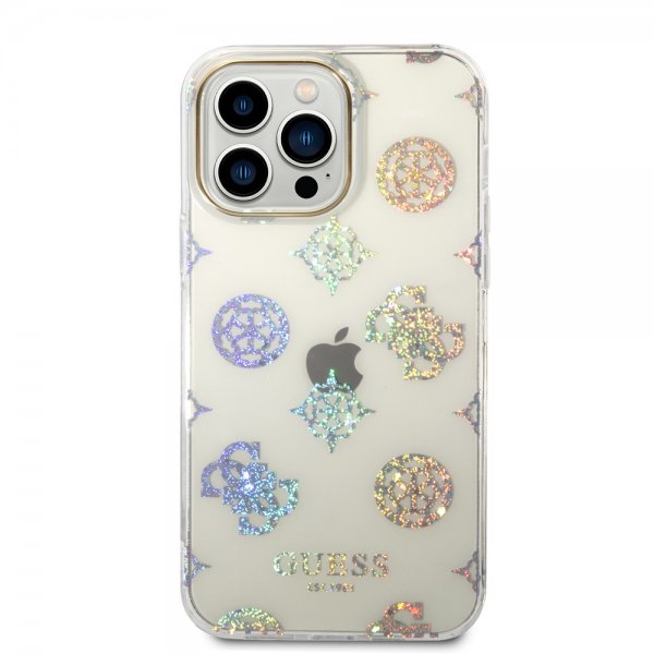 Guess iPhone 14 Pro Max Cover Peony Glitter Hvid