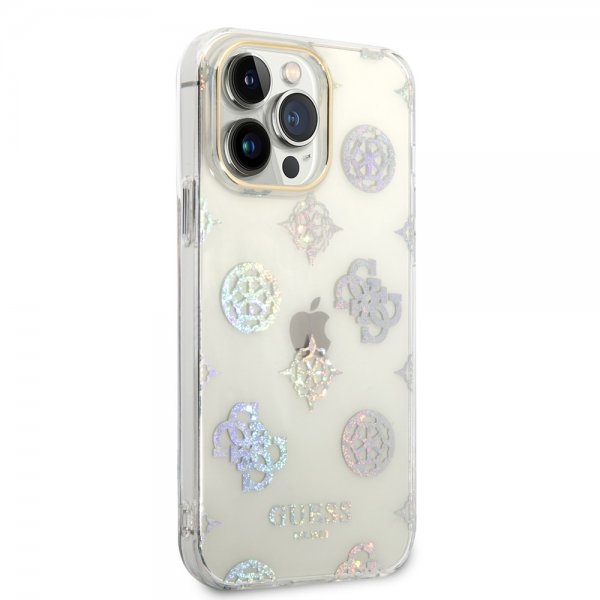 Guess iPhone 14 Pro Max Cover Peony Glitter Hvid