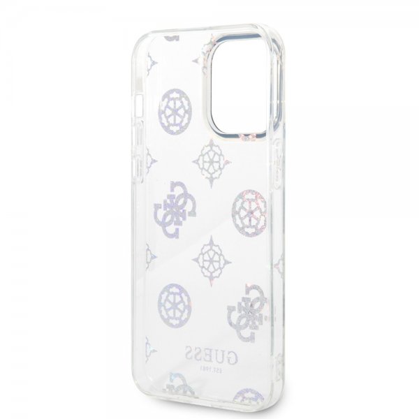 Guess iPhone 14 Pro Max Cover Peony Glitter Hvid