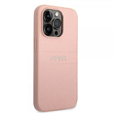 Guess iPhone 14 Pro Max Cover Saffiano Metal Logo Stripes Rosa