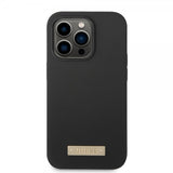 Guess iPhone 14 Pro Max Cover Silikone Metalplade MagSafe Sort