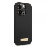 Guess iPhone 14 Pro Max Cover Silikone Metalplade MagSafe Sort