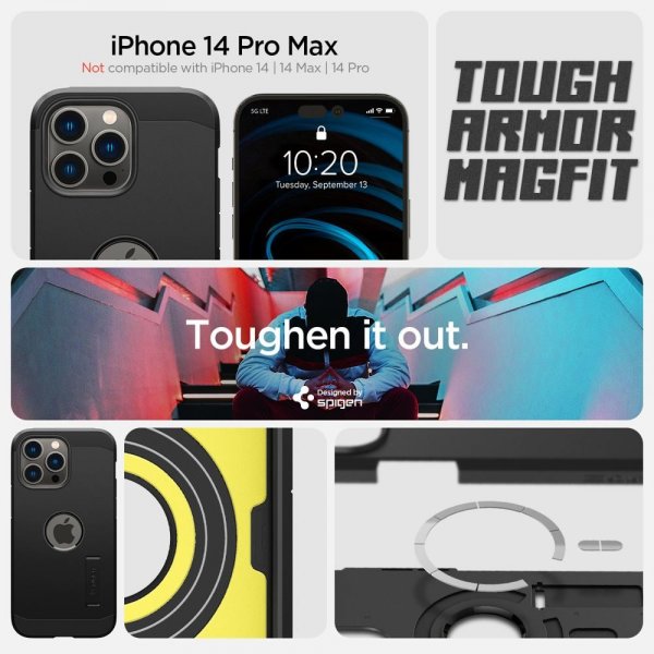 Spigen iPhone 14 Pro Max Cover Tough Armor MagFit Sort