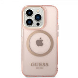 Guess iPhone 14 Pro Max Cover Translucent MagSafe Rosa
