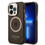 Guess iPhone 14 Pro Max Cover Gennemsigtigt MagSafe Sort