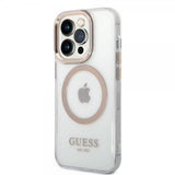 Guess iPhone 14 Pro Max Cover Transparent MagSafe Guld Transparent