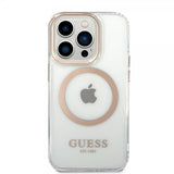 Guess iPhone 14 Pro Max Cover Transparent MagSafe Guld Transparent