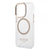 Guess iPhone 14 Pro Max Cover Transparent MagSafe Guld Transparent