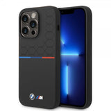 BMW iPhone 14 Pro Max Cover Tricolor Line & Logo Sort