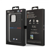 BMW iPhone 14 Pro Max Cover Tricolor Line & Logo Sort