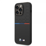 BMW iPhone 14 Pro Max Cover Tricolor Line & Logo Sort