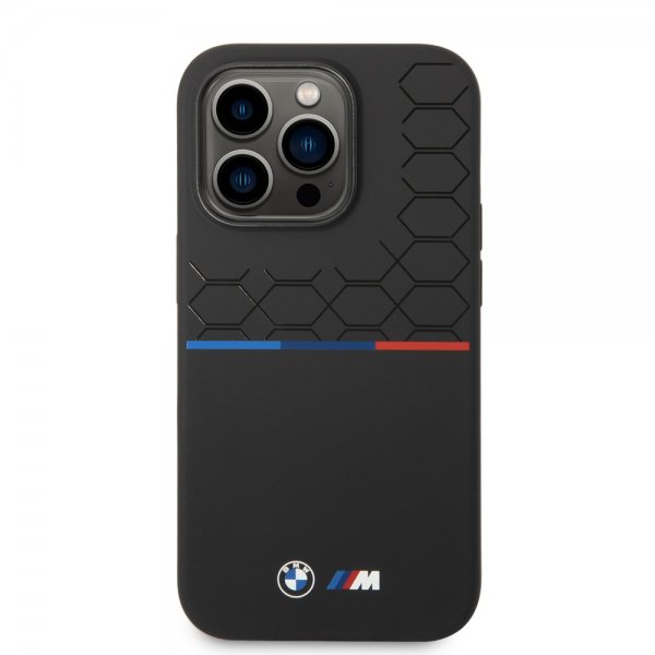 BMW iPhone 14 Pro Max Cover Tricolor Line & Logo Sort