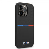 BMW iPhone 14 Pro Max Cover Tricolor Line & Logo Sort