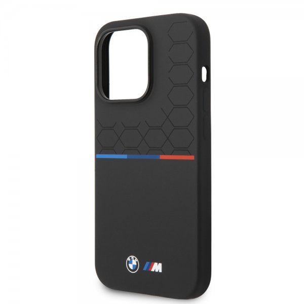 BMW iPhone 14 Pro Max Cover Tricolor Line & Logo Sort