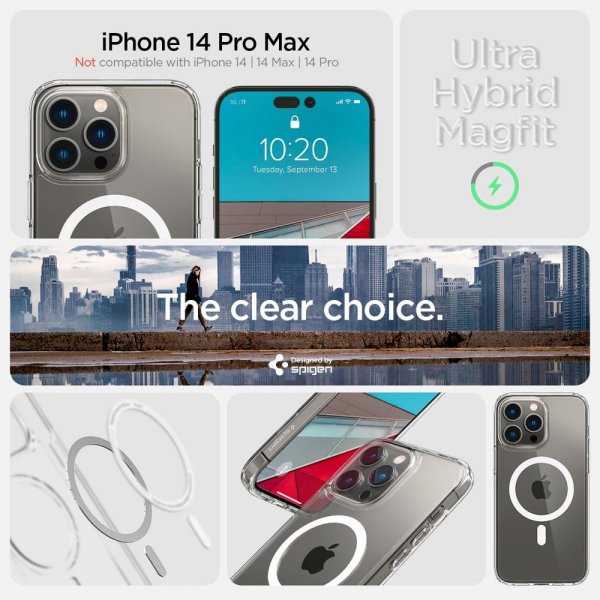 Spigen iPhone 14 Pro Max Cover Ultra Hybrid MagFit Hvid