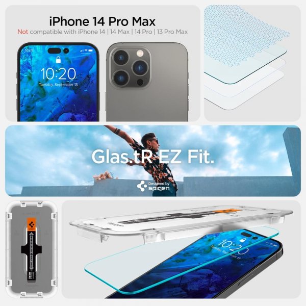 Spigen iPhone 14 Pro Max Skærmbeskyttelse GLAS.tR EZ Fit 2-pak