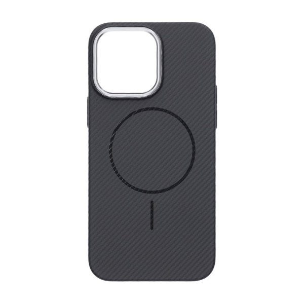 iPhone 14 Pro Cover Kulfibermønster MagSafe Sort