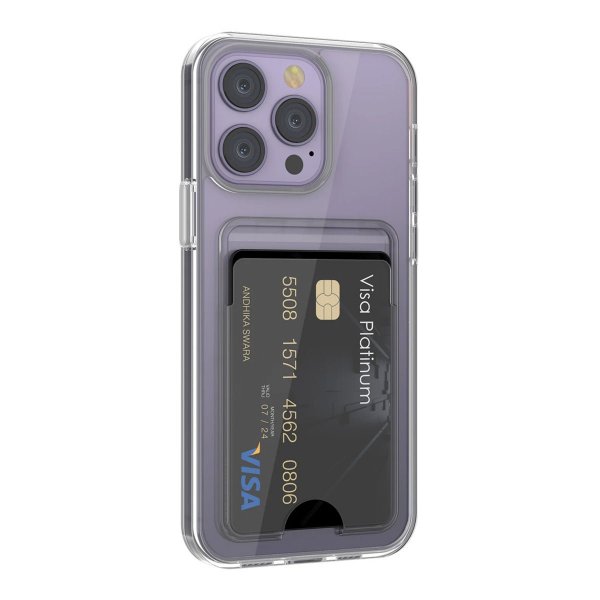 Rvelon iPhone 14 Pro Cover Kortholder Gennemsigtig