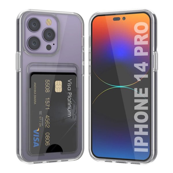 Rvelon iPhone 14 Pro Cover Kortholder Gennemsigtig