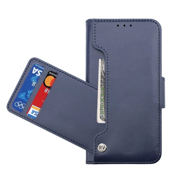 Rvelon iPhone 14 Pro Etui Udklappeligt Kortrum Blå