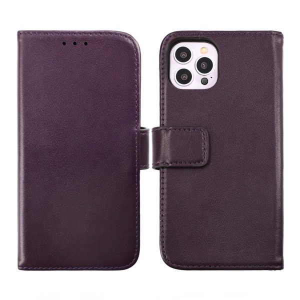 Rvelon iPhone 14 Pro Cover Ægte læder Kortlomme Lilla