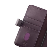 Rvelon iPhone 14 Pro Cover Ægte læder Kortlomme Lilla