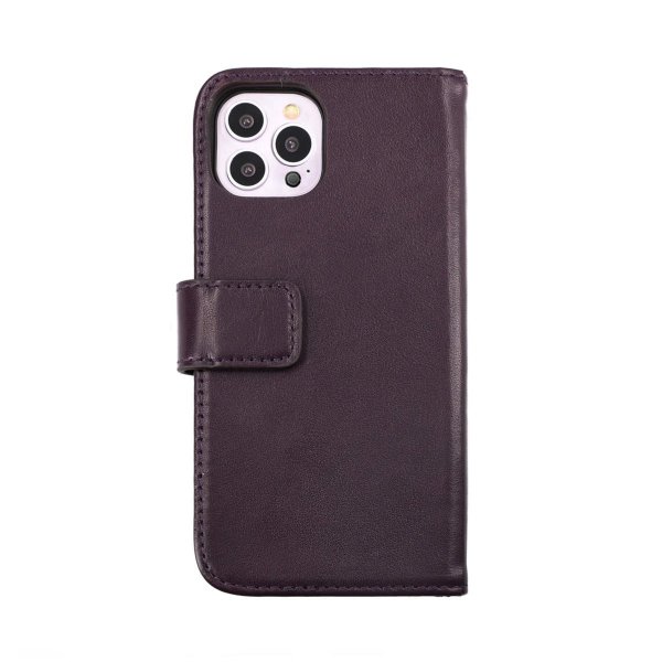 Rvelon iPhone 14 Pro Cover Ægte læder Kortlomme Lilla