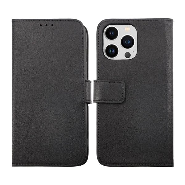 Rvelon iPhone 14 Pro Etui Ægte læder Kortlomme Sort