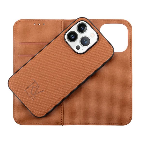 Rvelon iPhone 14 Pro etui magnetisk aftagelig skal brun