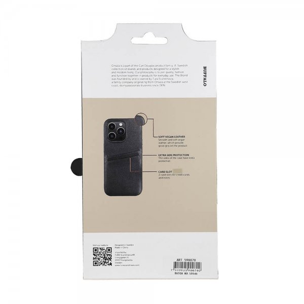 Buffalo iPhone 14 Pro Cover Bagcover med Kortrum Sort