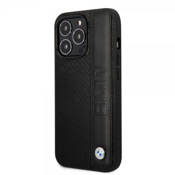 BMW iPhone 14 Pro Cover Big Logo Stripe Sort