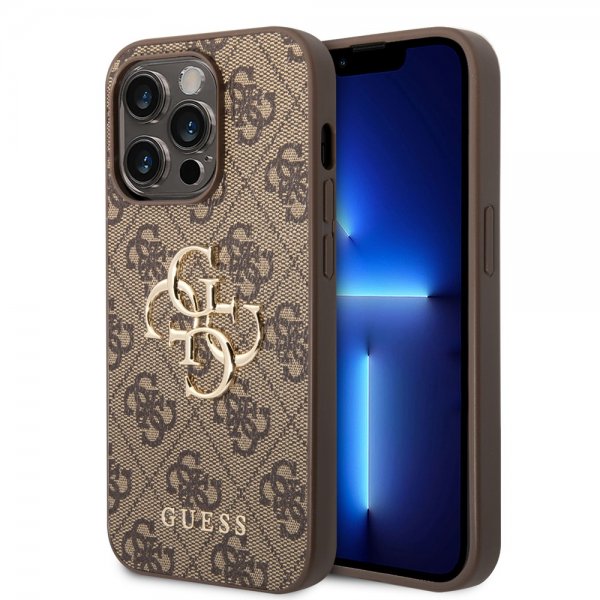 Guess iPhone 14 Pro Cover Big Metal Logo Brun