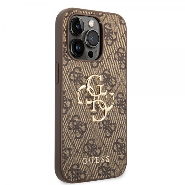 Guess iPhone 14 Pro Cover Big Metal Logo Brun