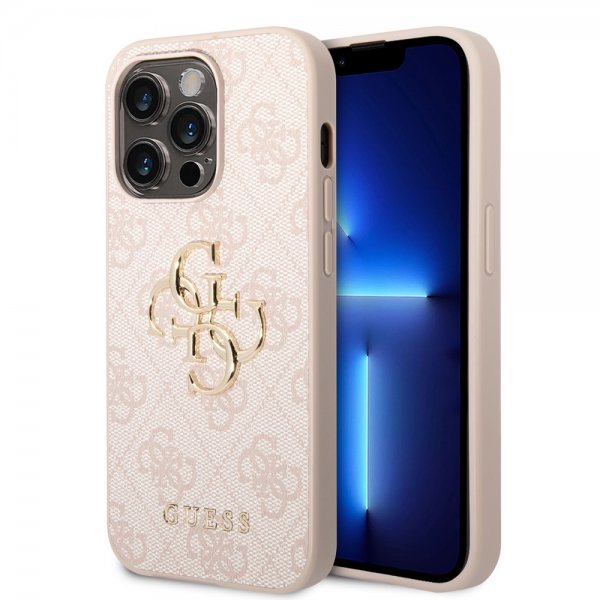 Guess iPhone 14 Pro Cover Big Metal Logo Rosa