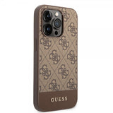 Guess iPhone 14 Pro Cover Bottom Stripe Metal Logo Brun