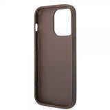 Guess iPhone 14 Pro Cover Bottom Stripe Metal Logo Brun