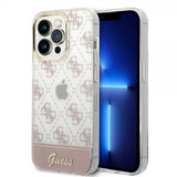 Guess iPhone 14 Pro Cover Bottom Stripe Script Logo Rosa
