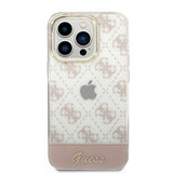 Guess iPhone 14 Pro Cover Bottom Stripe Script Logo Rosa