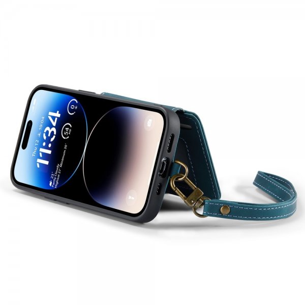 CaseMe iPhone 14 Pro Cover C20 Kortlomme Lynlås Petrol