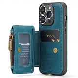 CaseMe iPhone 14 Pro Cover C20 Kortlomme Lynlås Petrol
