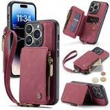 CaseMe iPhone 14 Pro Cover C20 Kortlomme Lynlås Rød