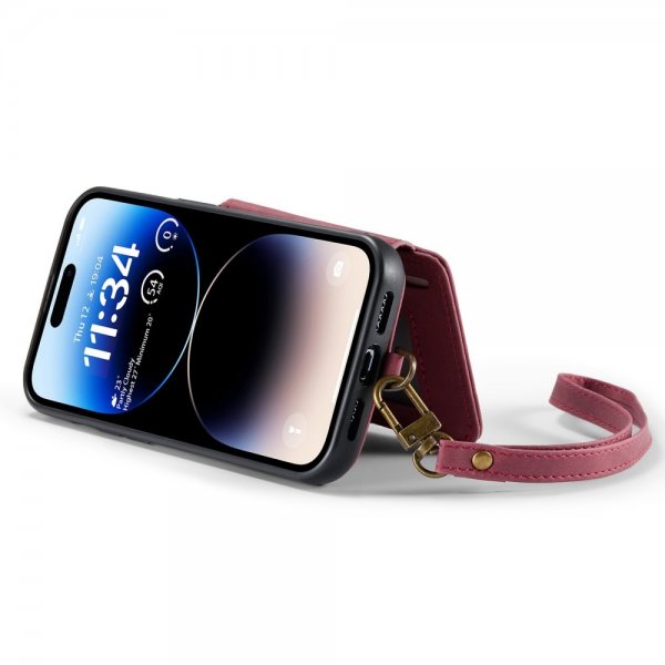CaseMe iPhone 14 Pro Cover C20 Kortlomme Lynlås Rød